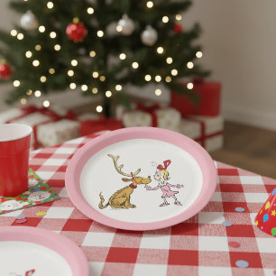 Prato De Papel Grinch Max & Cindy Lou Quem