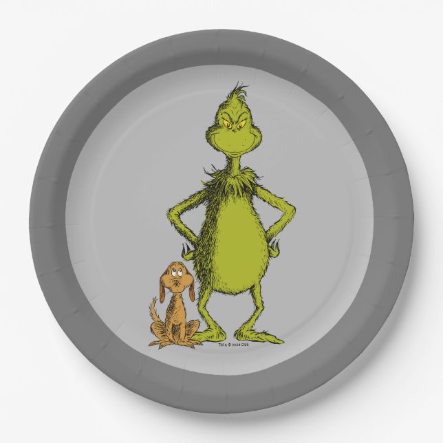 Prato De Papel Grinch | Max & Posição do Grinch (Frente)