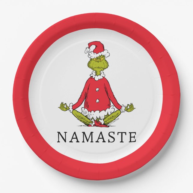 Prato De Papel Grinch | Namaste Papai Noel (Frente)