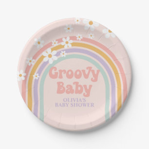 Prato De Papel Groovy Baby Pastel arco-íris Placas
