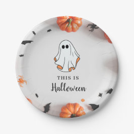 Prato De Papel Groovy Ghost retro Halloween
