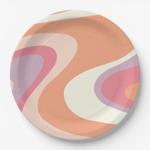 Prato De Papel Groovy Ghost retro Halloween Aniversário Placas