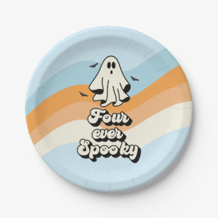 Prato De Papel Groovy Ghost retro Halloween Four Ever Spooky