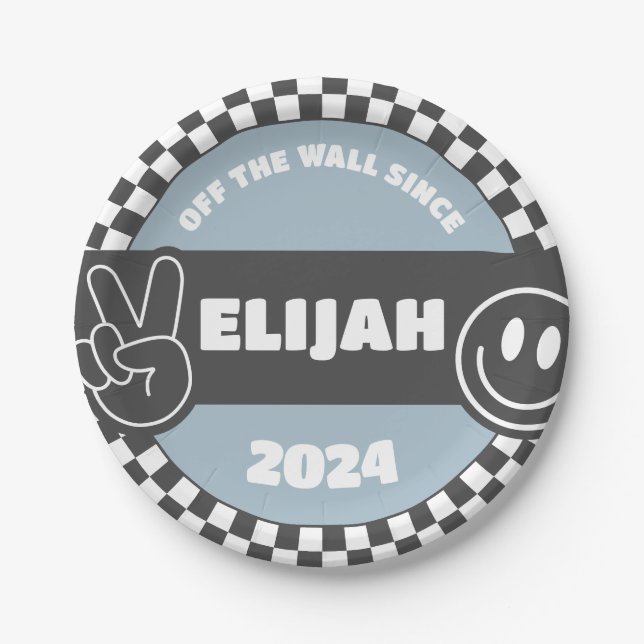 Prato De Papel Groovy Hippie Birthday, skate controlado para rapa (Frente)