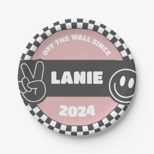 Prato De Papel Groovy Hippie Birthday, skate controlado por menin