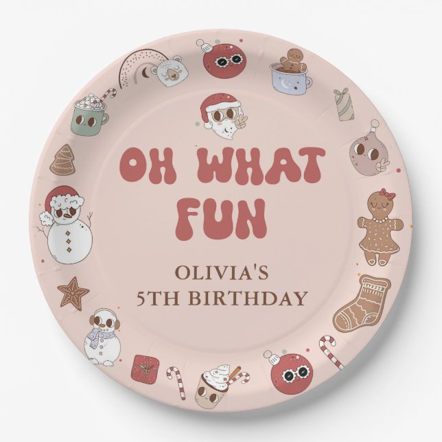 Prato De Papel Groovy Hippie Papais noeis aniversário de Natal (Frente)