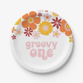 Prato De Papel Groovy One Floral Retro 1º aniversário