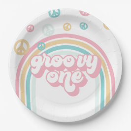 Prato De Papel Groovy One Retro Summer Rainbow