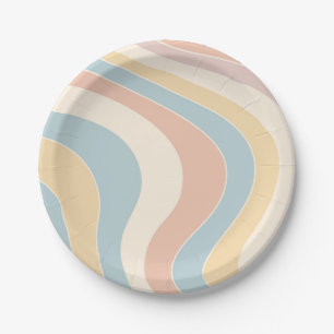 Prato De Papel Groovy pastel retro style waves design