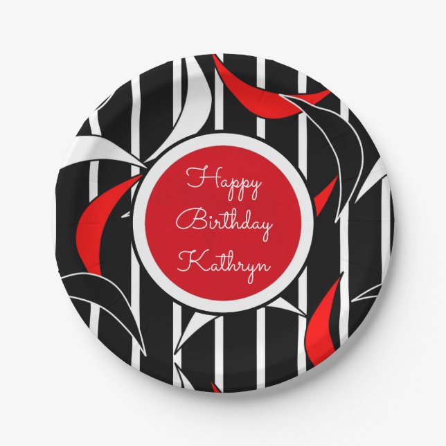 Prato De Papel Groovy Retro Birthday (Frente)