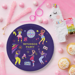 Prato De Papel Groovy Roller Disco Purple Party - Geração do Milê