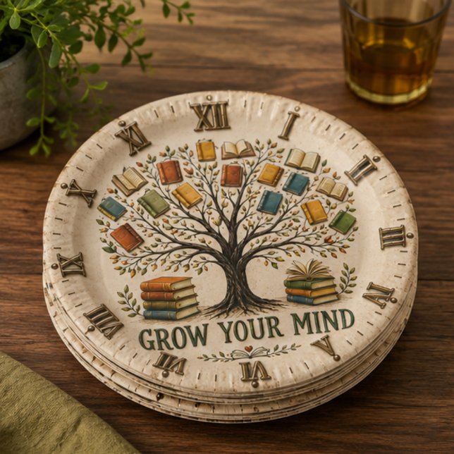 Prato De Papel Grow Your Mind Book  Reading Teacher Gift (Criador carregado)