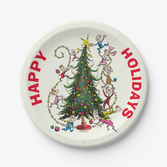 Prato De Papel Grpolegadas clássico | Árvore de Natal (Frente)