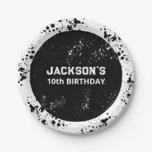 Grunge Paint Splatter Black & White Birthday