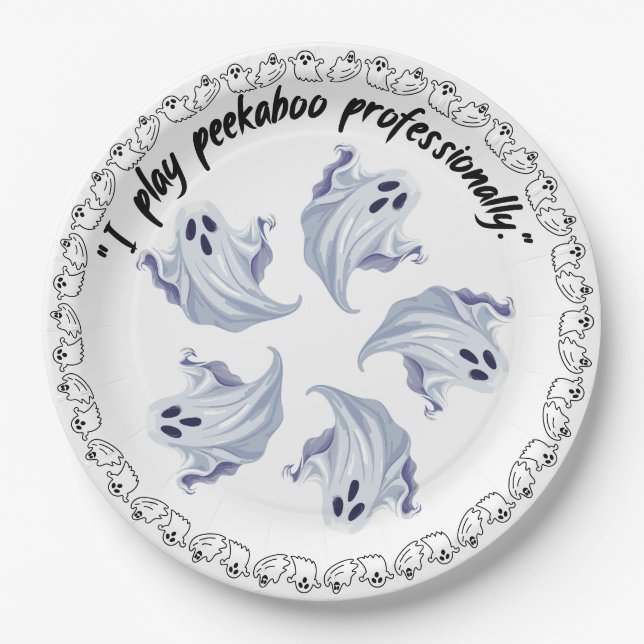 Prato De Papel Grupo De Fantasmas Do Halloween Em (Frente)