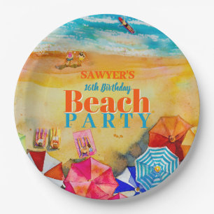 Prato De Papel Guarda-chuvas de Verão na areia 16º aniversário