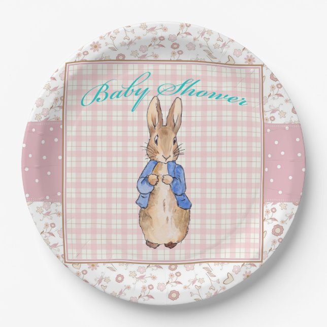 Prato De Papel Guardanapo de Chá de Bebê Coelho Bunny Clássico (Frente)
