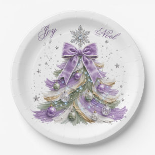 Prato De Papel Guardanapo de papel Árvore de Natal Roxo Elegante
