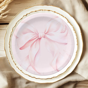 Prato De Papel Guardanapo de papel rosa laço Coquette