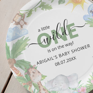 Prato De Papel Guardanapos para Chá de Bebê Wild One Safari
