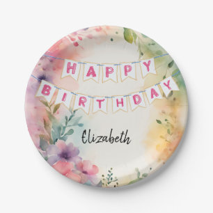 Prato De Papel Guardanapos personalizados de Feliz Aniversário