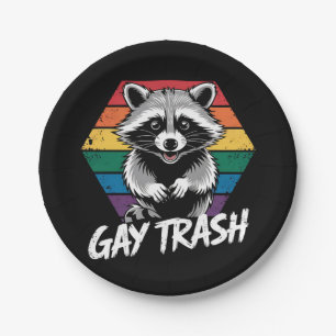 Prato De Papel Guaxinim Lixo Gay Orgulho LGBTQ Vintage