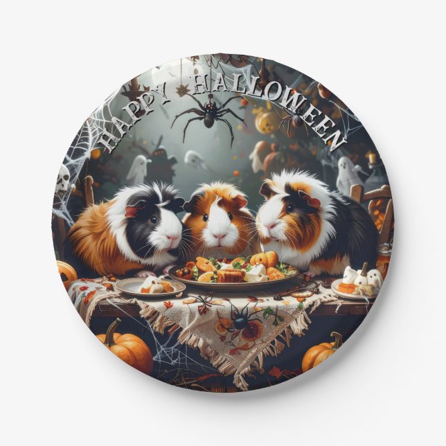 Prato De Papel Guiné Pig Halloween (Frente)