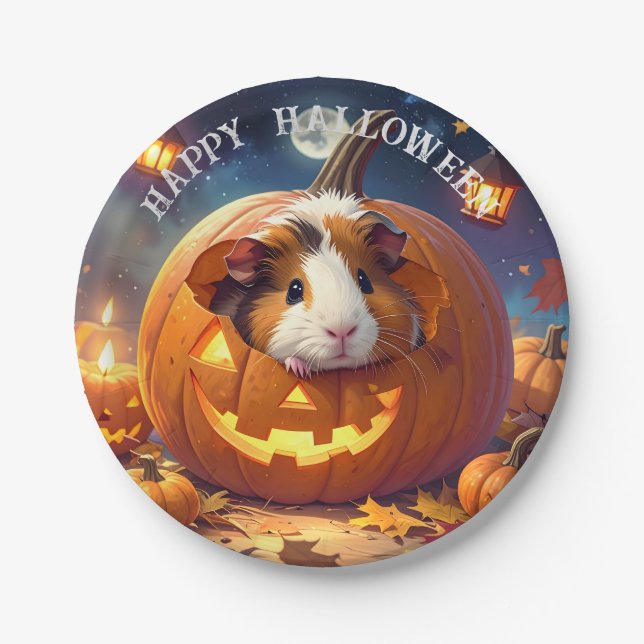 Prato De Papel Guiné Pig Halloween (Frente)