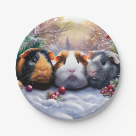 Prato De Papel Guiné Pigs Winter Wonderland