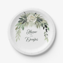 Prato De Papel Guirlanda Botânica de Verde Água-viva Vintage