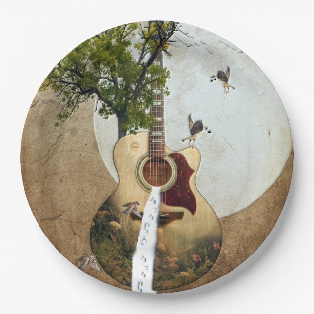 Prato De Papel Guitar Fantasy Decorado (Frente)