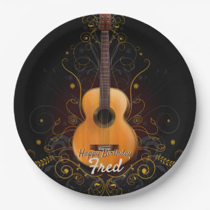 Prato De Papel Guitarra acústica da elegância escura do vintage