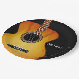 Prato De Papel Guitarra acústica negra personalizada
