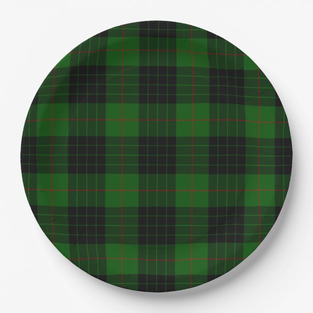 Prato De Papel Gunn tartan green xadrez negra (Frente)