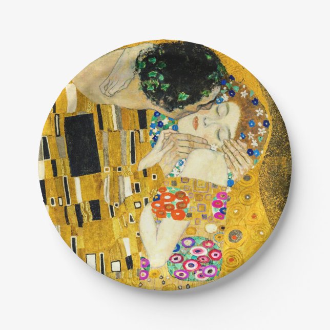 Prato De Papel Gustav Klimt Kiss / Valentine's Day Romantic Art (Frente)