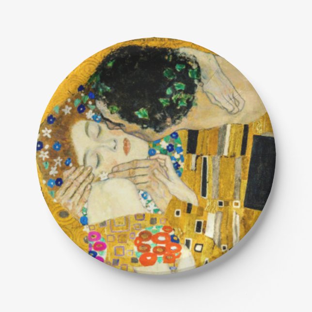 Prato De Papel Gustav Klimt Kiss / Valentine's Day Romantic Art (Frente)