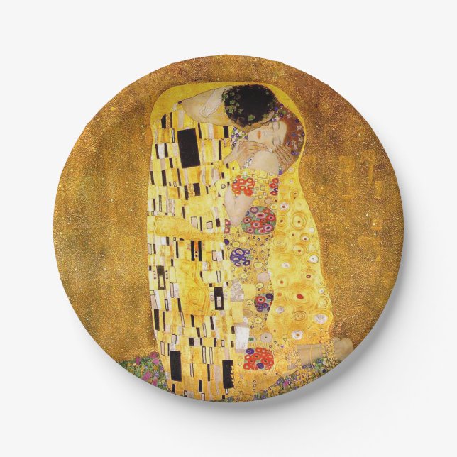 Prato De Papel Gustav Klimt "O Beijo" (Frente)