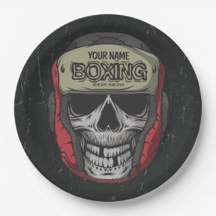 Prato De Papel Gym de Boxer Personalizado do Skeleton Boxer