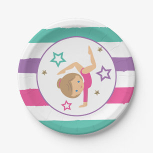 Prato De Papel Gymnástica Rapariga Púrpura Púrpura Pia Noite Pap
