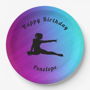 Prato De Papel Gymnastics Feliz Aniversário Gradiente Placas de P
