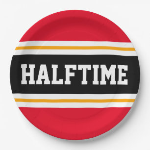 Prato De Papel HALFTIME Black White Yellow Party Stripes