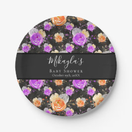 Prato De Papel Halloween A Little Boo Vintage Chá de fraldas Flor