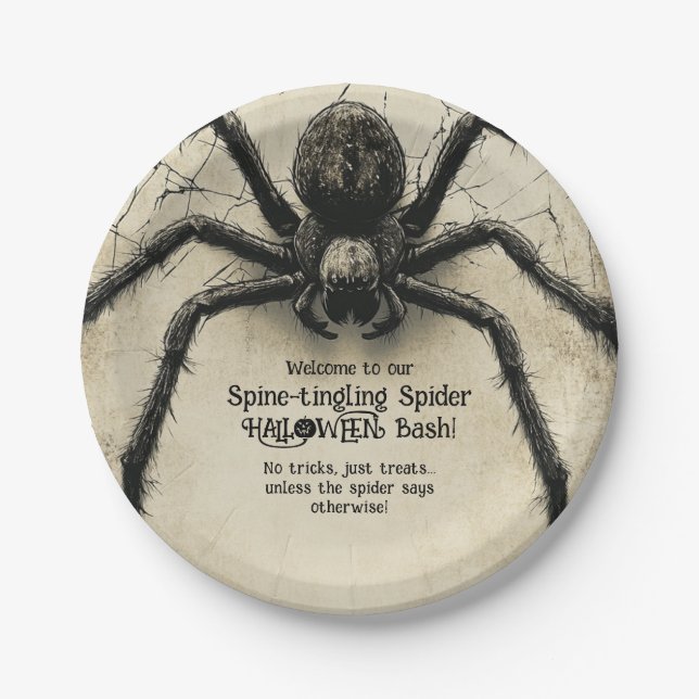 Prato De Papel HALLOWEEN Bash, Aranha-Aranha-Cana Personalizável (Frente)