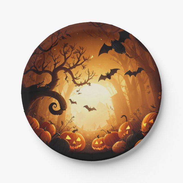 Prato De Papel Halloween/Bat/Pumpkin/Fall (Frente)