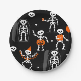 Prato De Papel halloween birthday party skeleton coffin skull