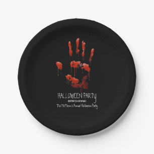 Prato De Papel Halloween Bloody Handprint