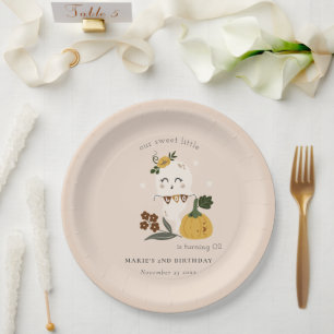 Prato De Papel Halloween Blush Ghost Little Boo Qualquer Aniversá