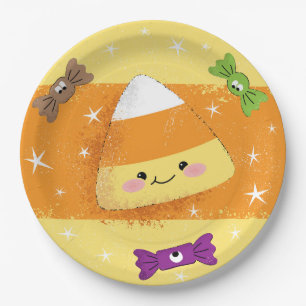 Prato De Papel Halloween Candy Corn Paper Party Plate_NECESSITA D