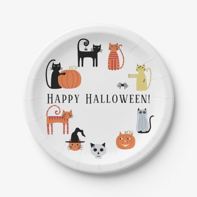 Prato De Papel Halloween Cat Spooky (Frente)