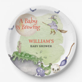 Prato De Papel Halloween Cauldron Baby está criando Chá